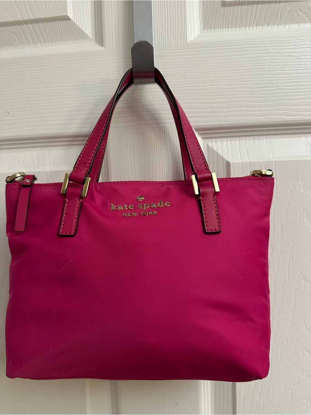 kate spade Hot Pink Nylon Tote with Gold Hardware